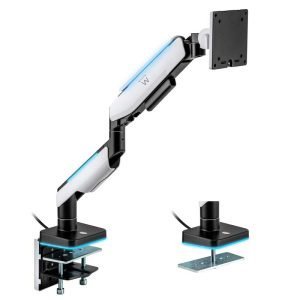 ewent brazo soporte con luz RGB negro mate y gris claro