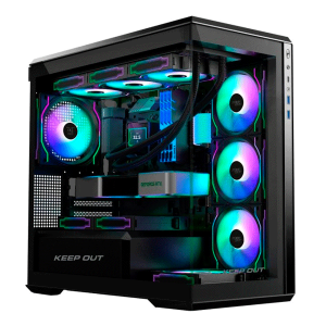 Caja Microatx Keep Out Xc-905 Pro+ 1x3.5” 1x2.5” 1xusb2.0 1xusb3.0 Gpu Max 430mm Cristal Temp Negro