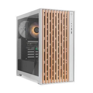caja gaming diseño minimalista con elementos de madera