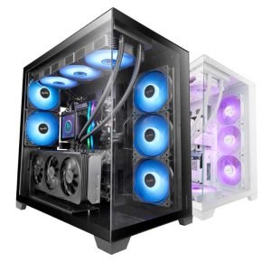 Caja gaming ATX panorámica con 5 ventiladores ARGB